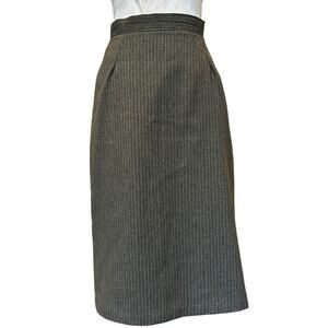 Vintage Gray Pinstripe Pencil Skirt Back Slit EUC XS
